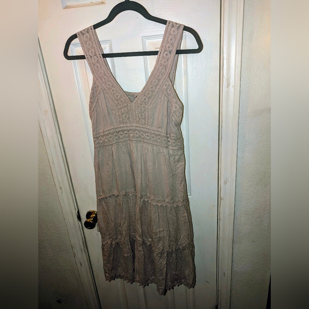 Siya Women's Tan Sleeveless Layered Mini Dress